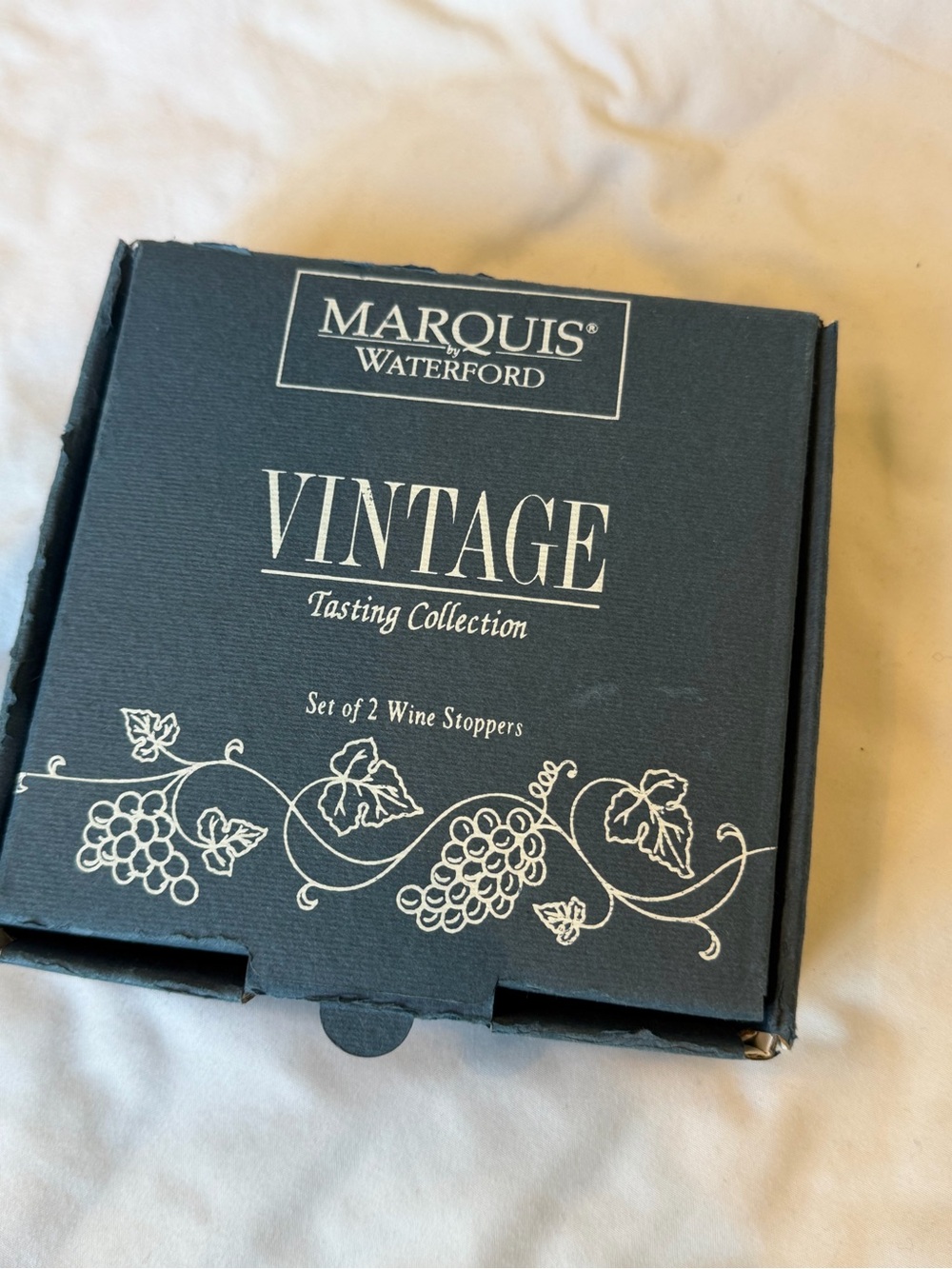 Marquis by Waterford Crystal Grape Wine Stoppers Set 2 Vintage Box Germany